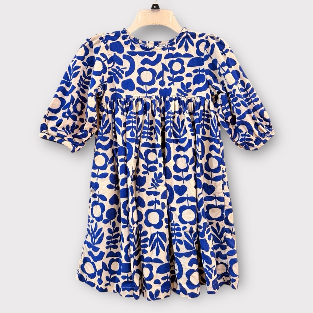 Hanna Andersson white blue floral flannel dress